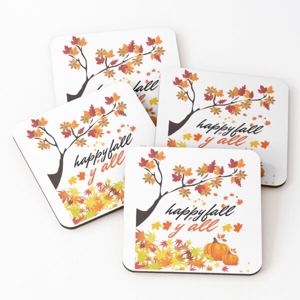 Item preview, happy fall y'all funny autumn tree with falling leaves harvest pumpkin and squirrels  designed and sold by mydreamcatcher.