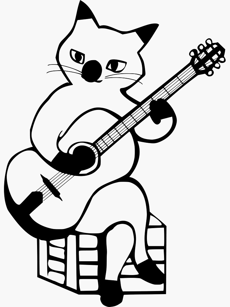 "Cute Cat Playing Guitar! uh hu" Sticker for Sale by safdar2021 | Redbubble