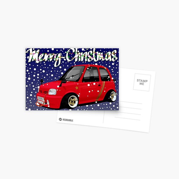 Retro Christmas Card Series Nissan Micra K11 Postcard