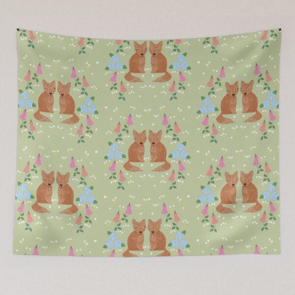 Item preview, Two Foxes and Flowers designed and sold by ApiladaV.