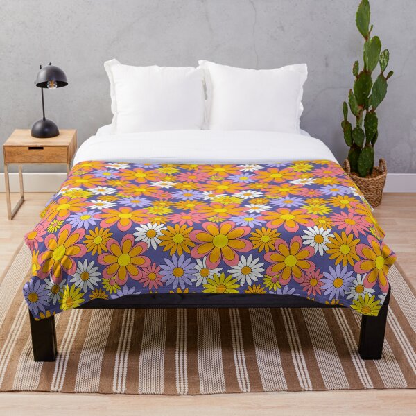 Item preview, 70s Flower Power Purple Orange Yellow Retro Daisy designed and sold by emilyretro.