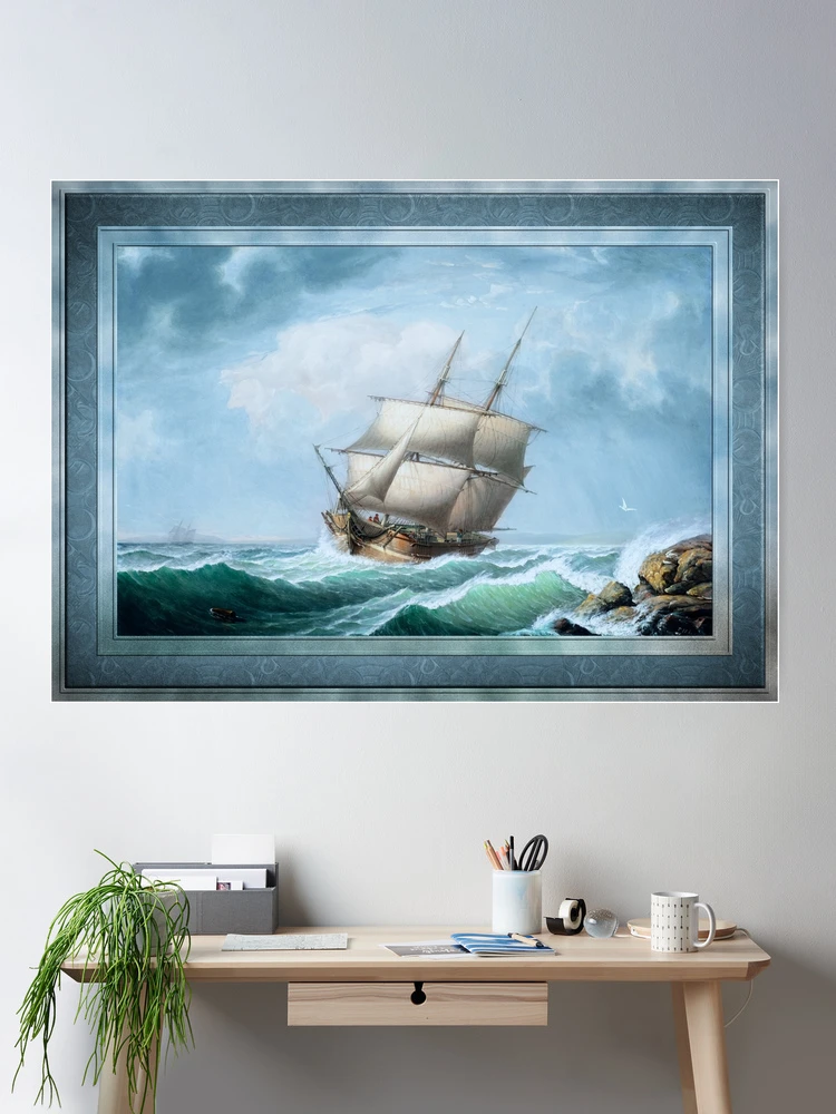 Brig Off the Maine Coast by Fitz Hugh Lane Classical Marine Art Xzendor7 Old Masters Reproductions Room Decor Poster Art Print