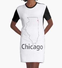 Chicago IL outline and dot Graphic T-Shirt Dress
