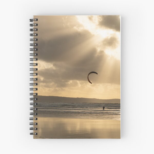 Item preview, Kitesurfing sunset gold at Westward Ho! designed and sold by twymanphoto.