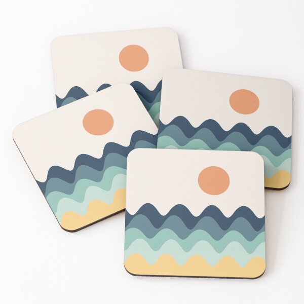 Item preview, Abstract landscape with wavy sea and sun designed and sold by BattaAnastasia.