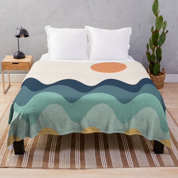 Item preview, Abstract landscape with wavy sea and sun designed and sold by BattaAnastasia.