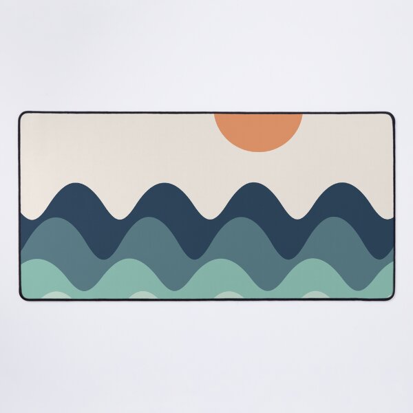 Item preview, Abstract landscape with wavy sea and sun designed and sold by BattaAnastasia.