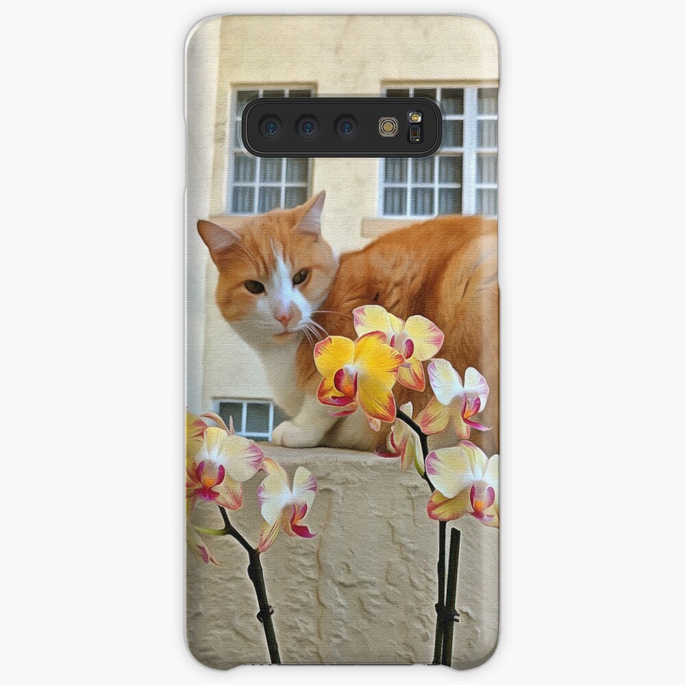 Cat Behind the Flowers Case & Skin for Samsung Galaxy