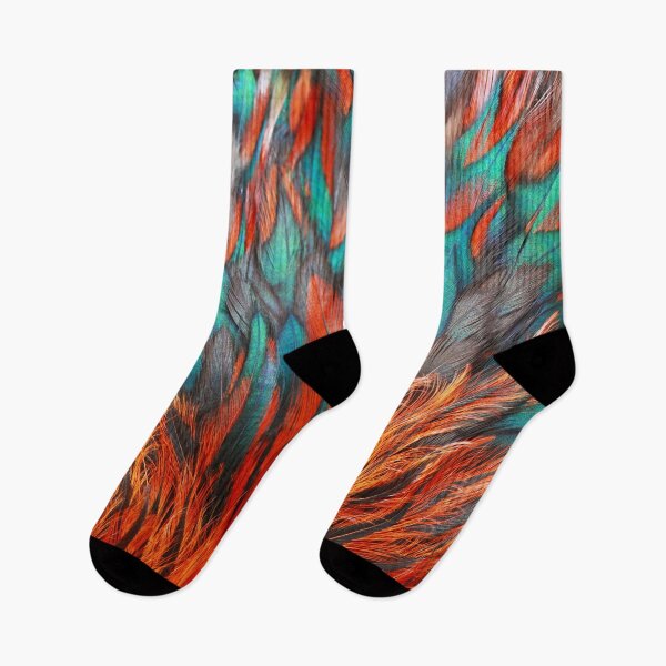 Item preview, Bright, colourful bird feathers, plumage. Orange, blue, grey. Close up. Photo. designed and sold by JellyBeenzz.
