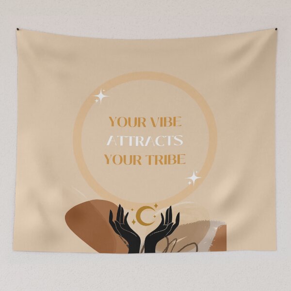 Item preview, Your Vibe Attracts Your Tribe Law of Attraction Boho Trending Shirt Mask Sticker  designed and sold by Common Truth.