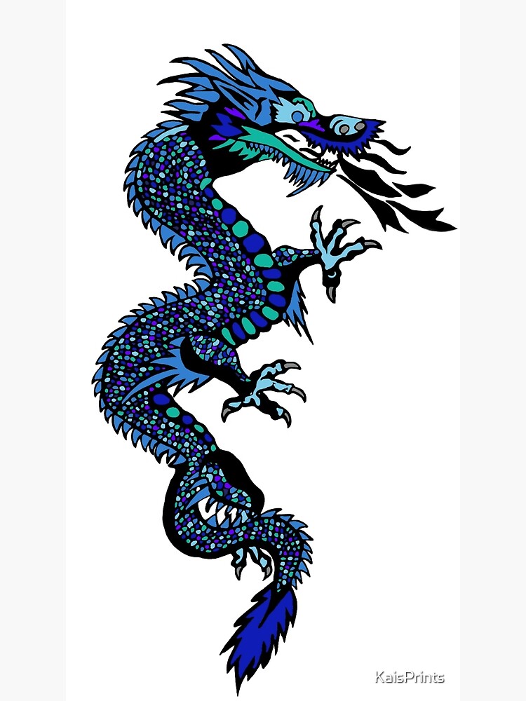 Blue Chinese dragon design