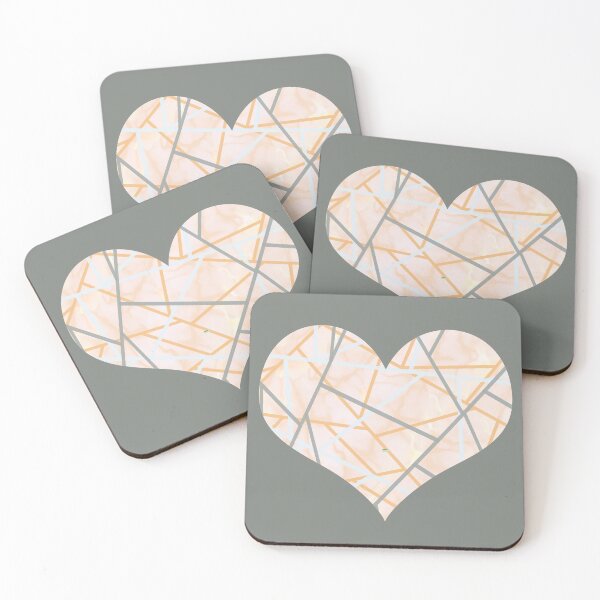 Item preview, Grey Lines on Peachy Background Modern Heart Shape Design designed and sold by AMSonArt.