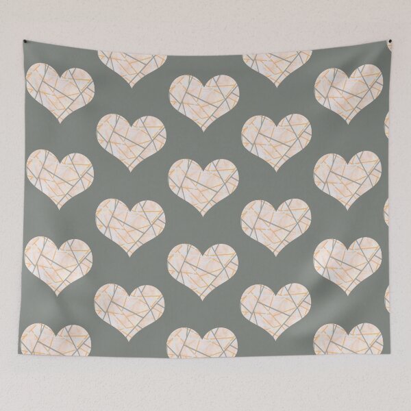 Item preview, Grey Lines on Peachy Background Modern Heart Shape Design designed and sold by AMSonArt.