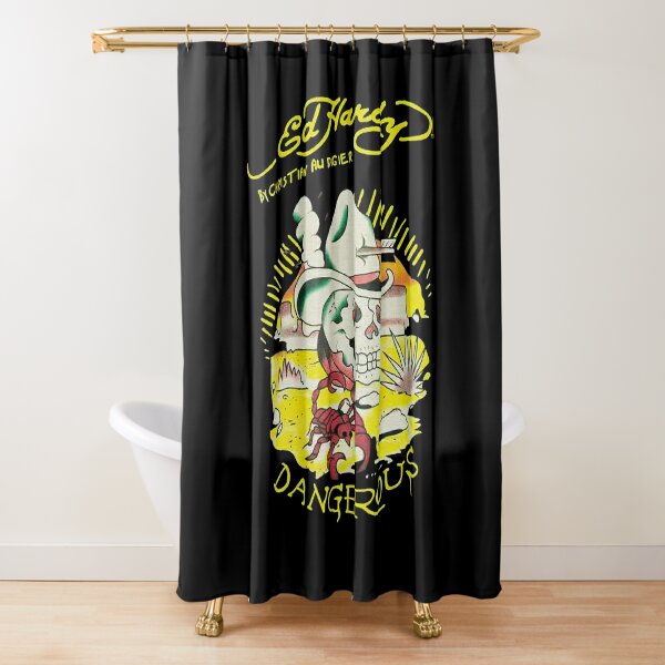 Vintage 2009 Christian Ed Hardy 100% Cotton Fabric buy Shower curtain New