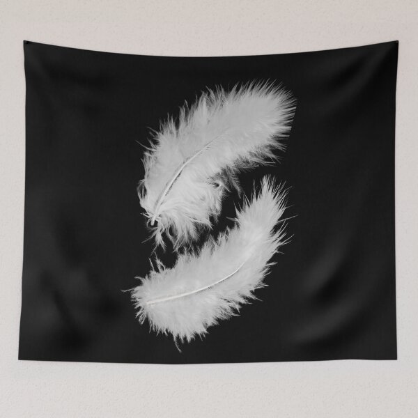 Item preview, Two, white, down feathers. Light, fluffy, fragile. Photograph designed and sold by JellyBeenzz.