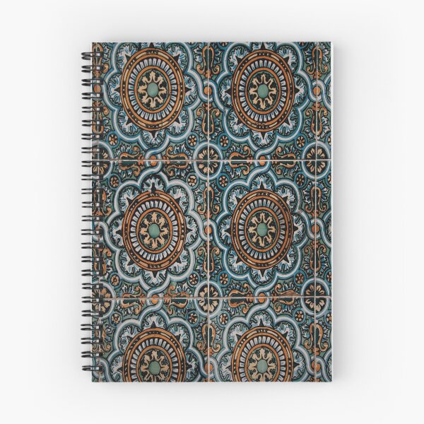 Item preview, Patrón de mosaico español Mandala floral azul y naranja designed and sold by JLPhotographer.