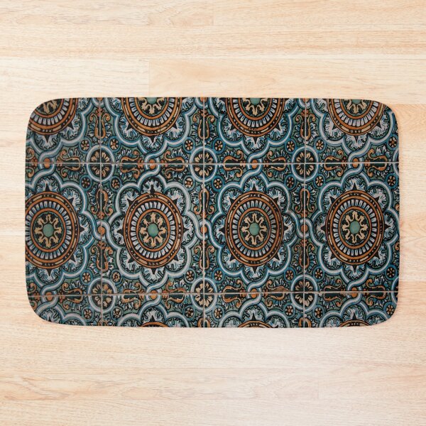 Item preview, Blue and Orange Floral Mandala Spanish Tile Pattern designed and sold by JLPhotographer.