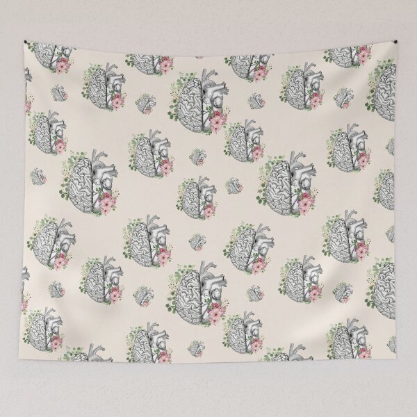 Item preview, Right balance between brain and heart, pink roses and leaves, watercolor designed and sold by Collagedream.