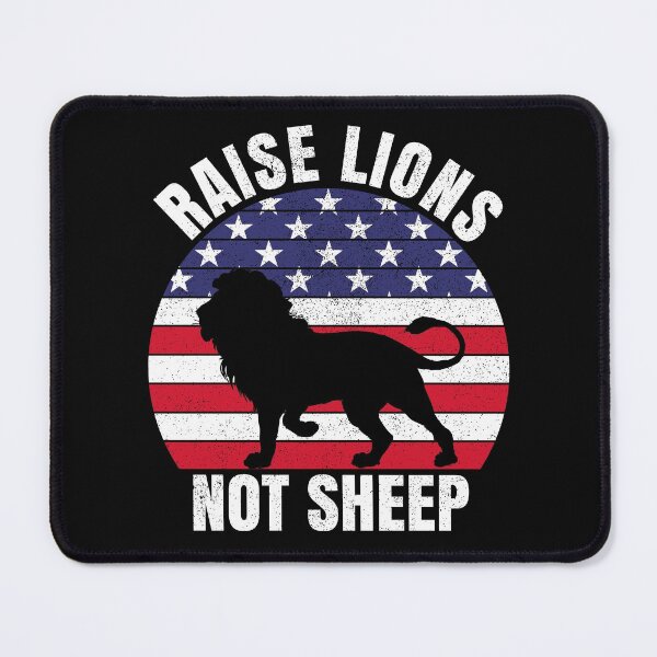 Item preview, Raise Lions Not Sheep Retro Distressed Patriotic American Flag Leadership designed and sold by TexasMerch.