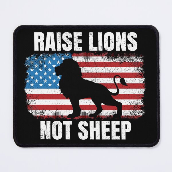 Item preview, Raise Lions Not Sheep Distressed Patriotic American Flag Leadership designed and sold by TexasMerch.