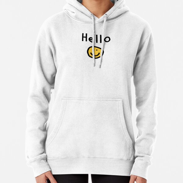 Hello with Smiley Face Pullover Hoodie