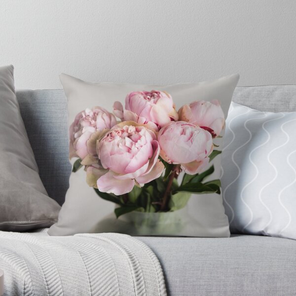 Pink peonies Throw Pillow
