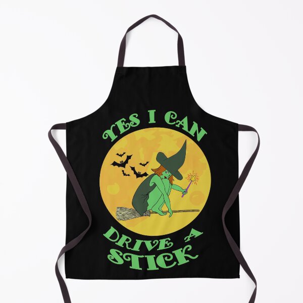Item preview, Yes I Can Drive a Stick Green Witch on Broomstick Bats Witch Hats designed and sold by KeysTreasures.
