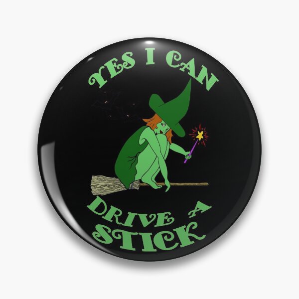 Item preview, Yes I Can Drive a Stick Green Witch on Broomstick Bats Witch Hats designed and sold by KeysTreasures.