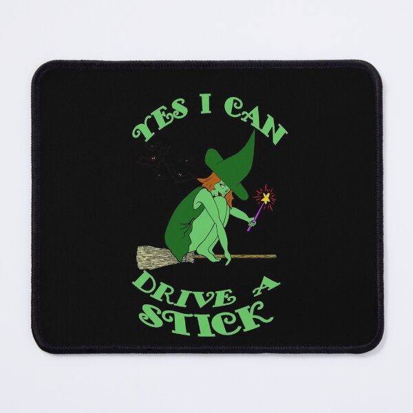 Item preview, Yes I Can Drive a Stick Green Witch on Broomstick Bats Witch Hats designed and sold by KeysTreasures.