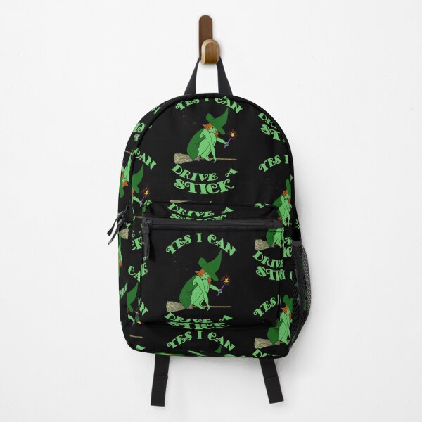 Item preview, Yes I Can Drive a Stick Green Witch on Broomstick Bats Witch Hats designed and sold by KeysTreasures.