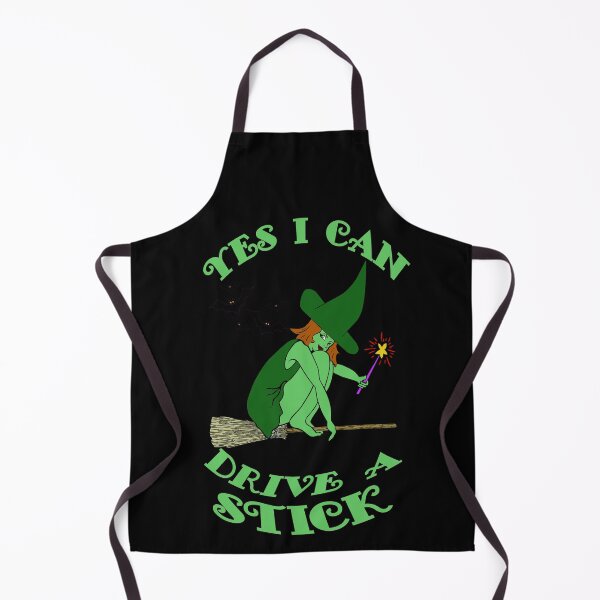 Item preview, Yes I Can Drive a Stick Green Witch on Broomstick Bats Witch Hats designed and sold by KeysTreasures.