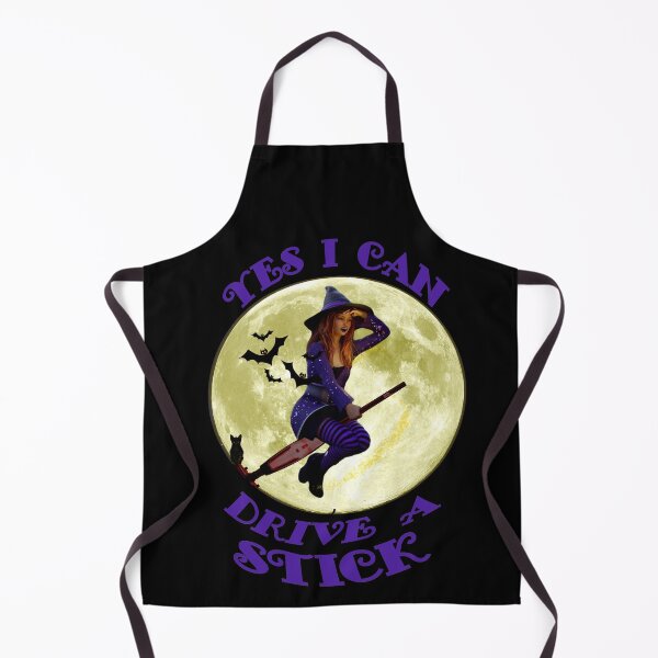 Item preview, Yes I Can Drive a Stick Red Hair Witch in Purple on Broomstick Bats Witch Hats designed and sold by KeysTreasures.