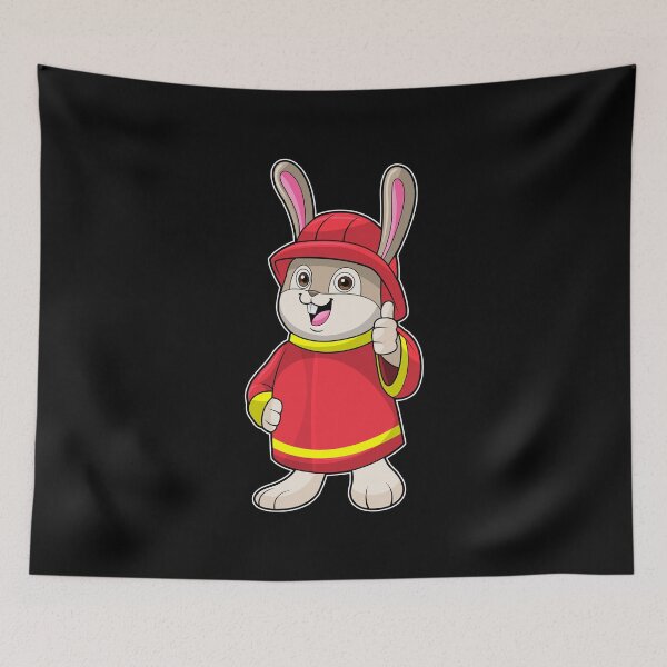 Item preview, Rabbit as Firefighter with Helmet designed and sold by Snabdesign84.