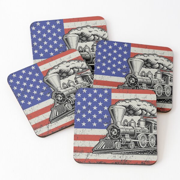 Item preview, American Flag Vintage Train designed and sold by thecooltable.