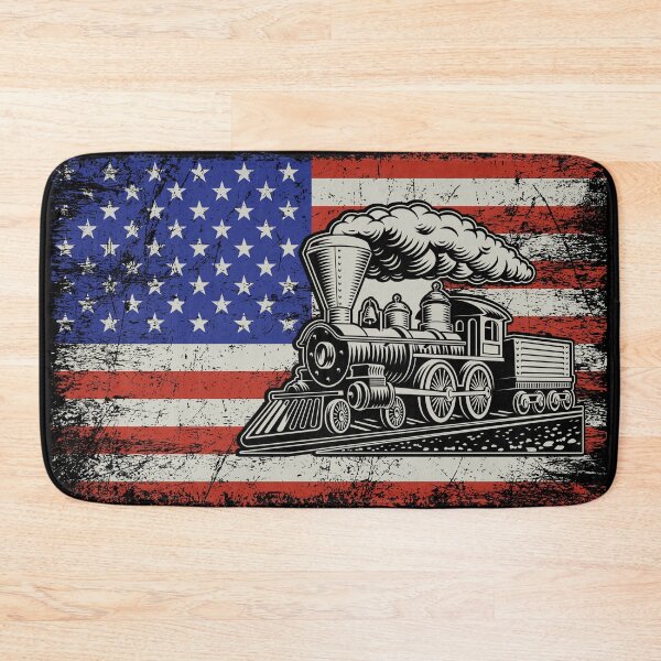 Aperçu de l'œuvre Drapeau américain Vintage Train créée et vendue par thecooltable.