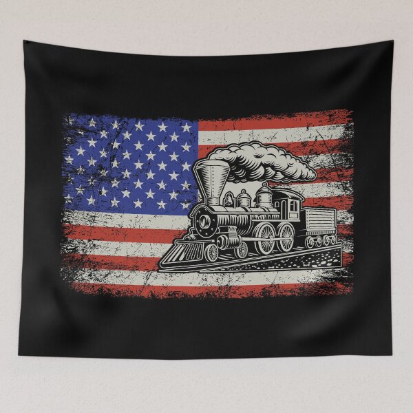 Item preview, American Flag Vintage Train designed and sold by thecooltable.