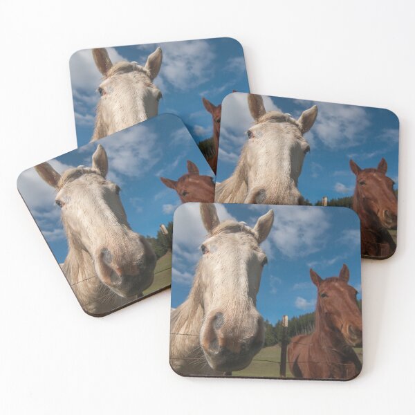 Item preview, Whitish and Chestnut Horses at Barbed wire fence designed and sold by Steven Holt.