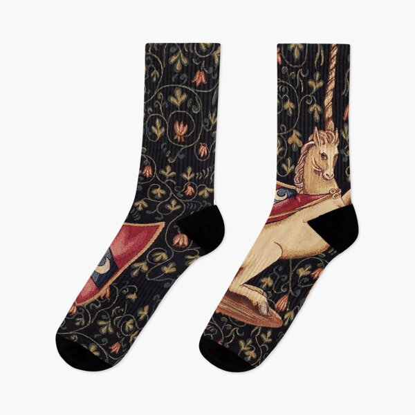 Item preview, Medieval Unicorn Midnight Floral Tapestry designed and sold by Epitome Girl.
