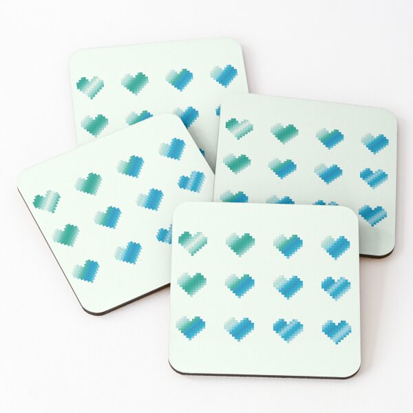 Item preview, 16 blue green pixel hearts designed and sold by greatnorris.