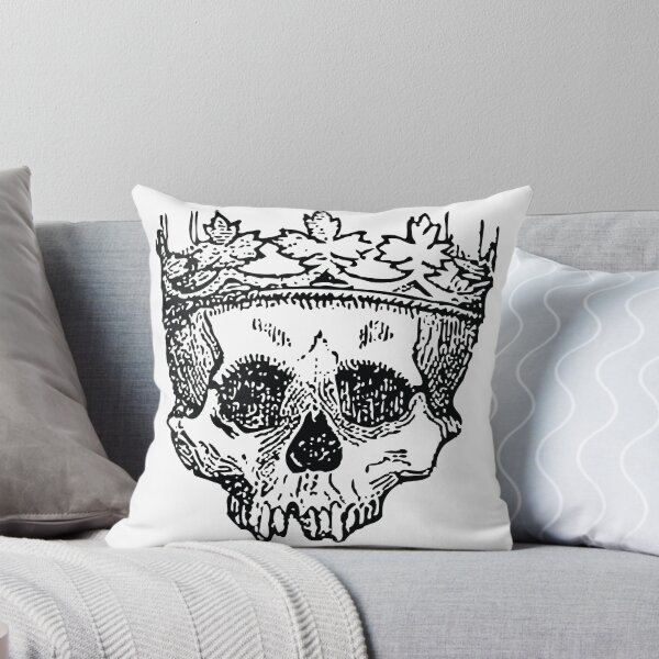 Item preview, Vintage black and white Skull with leaf crown designed and sold by Kathleen Douglas.