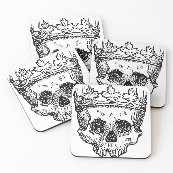 Item preview, Vintage black and white Skull with leaf crown designed and sold by Kathleen Douglas.