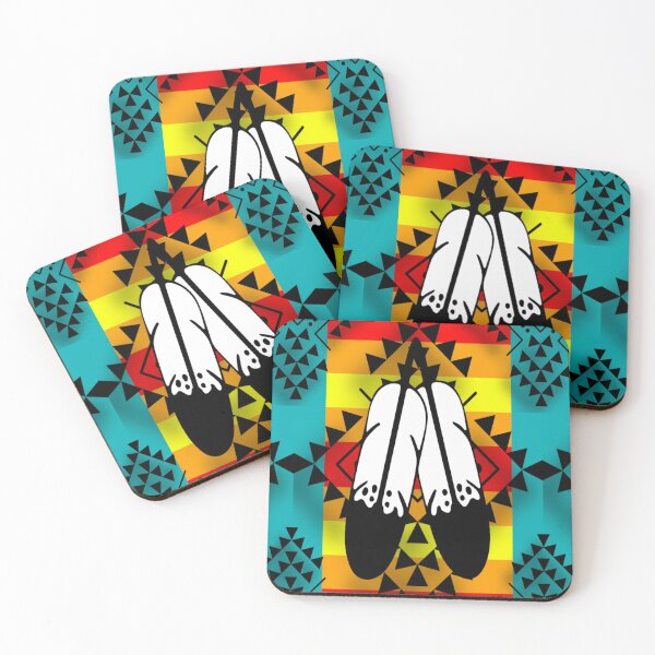 Item preview, Turquoise Double Feather Native Print designed and sold by JMWCD.