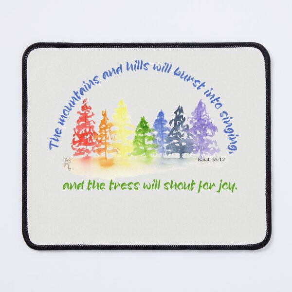 Item preview, Watercolor Rainbow Forest with Isaiah 55:12 designed and sold by Jyn Branik.