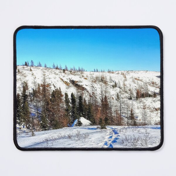 Item preview, Tracks in the snow near mountain with moon designed and sold by celinebisson.