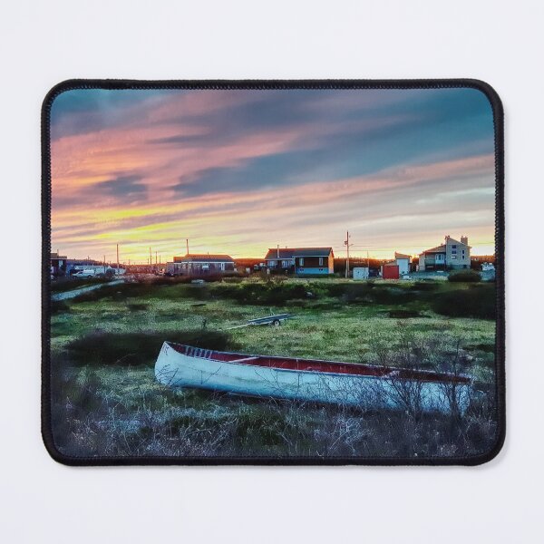 Item preview, Sunset in Kuujjuaq with the city in the background and a canoe in the fron designed and sold by celinebisson.