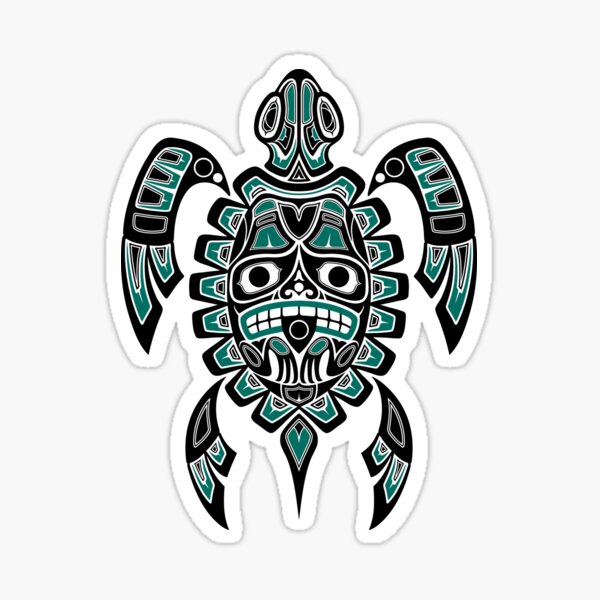 Item preview, Teal Blue and Black Haida Spirit Sea Turtle designed and sold by JeffBartels.
