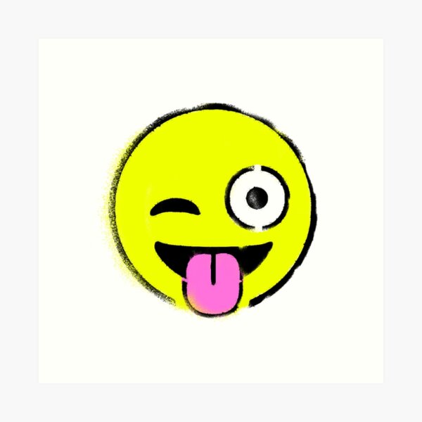 Green D4234 Winking Face with Tongue Emoji Canvas Wall Art