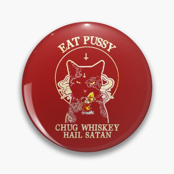 Item preview, Eat Pussy Chug Whiskey Hail Satan Funny Black Cat   designed and sold by ToxicGoddessCo.