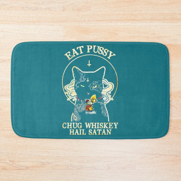 Item preview, Eat Pussy Chug Whiskey Hail Satan Funny Black Cat   designed and sold by ToxicGoddessCo.