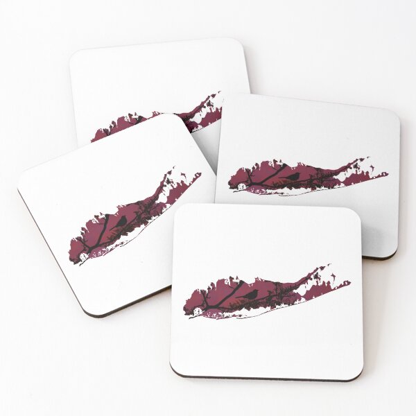 Item preview, Long Island Map - Pink and Purple Sunset with Bird Silhouette designed and sold by love-longisland.